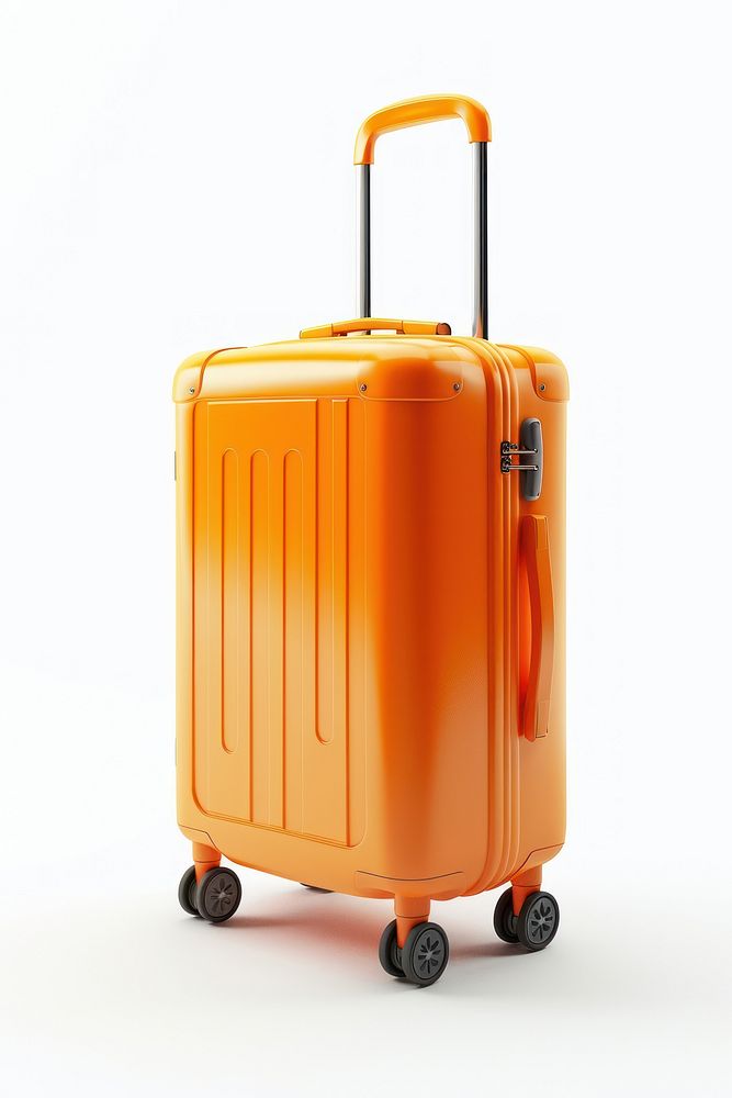 Luggage suitcase white background orange color.
