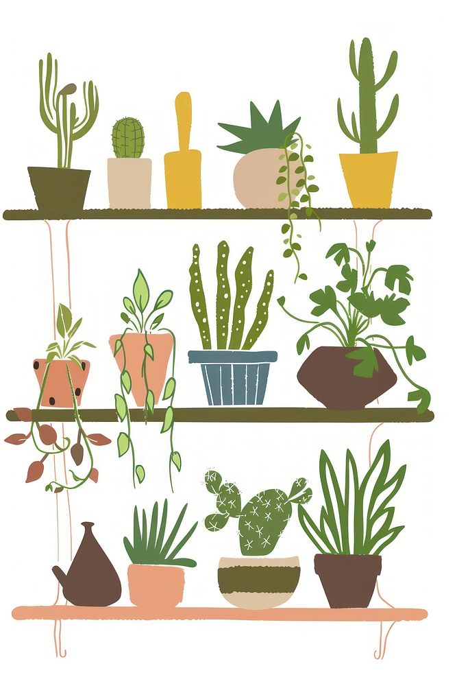 Plant shelf arrangement houseplant greenhouse.