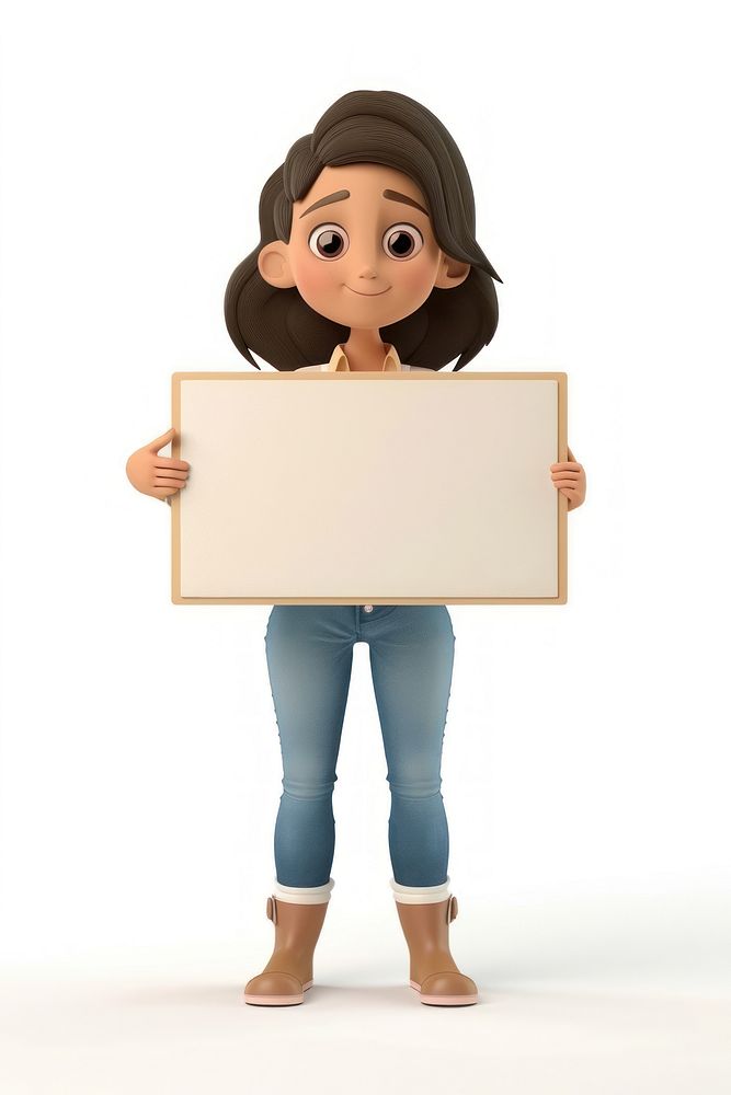 Young woman holding board portrait standing adult.