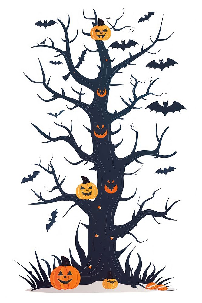 Halloween tree halloween anthropomorphic jack-o'-lantern.