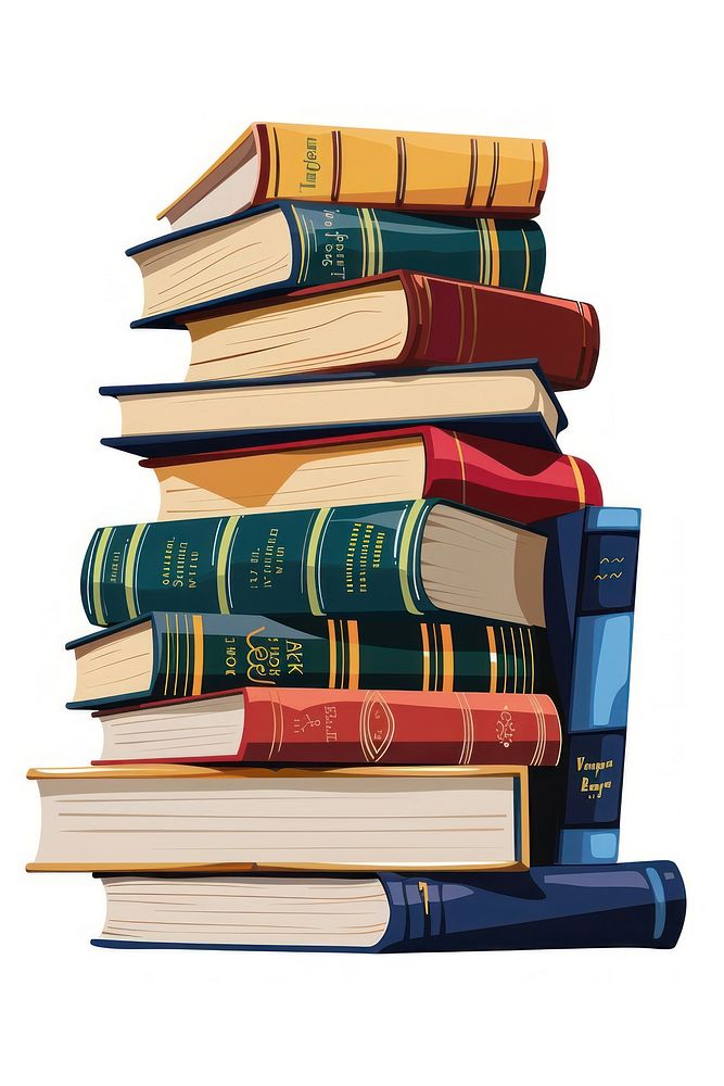 Layer of books publication library white background.