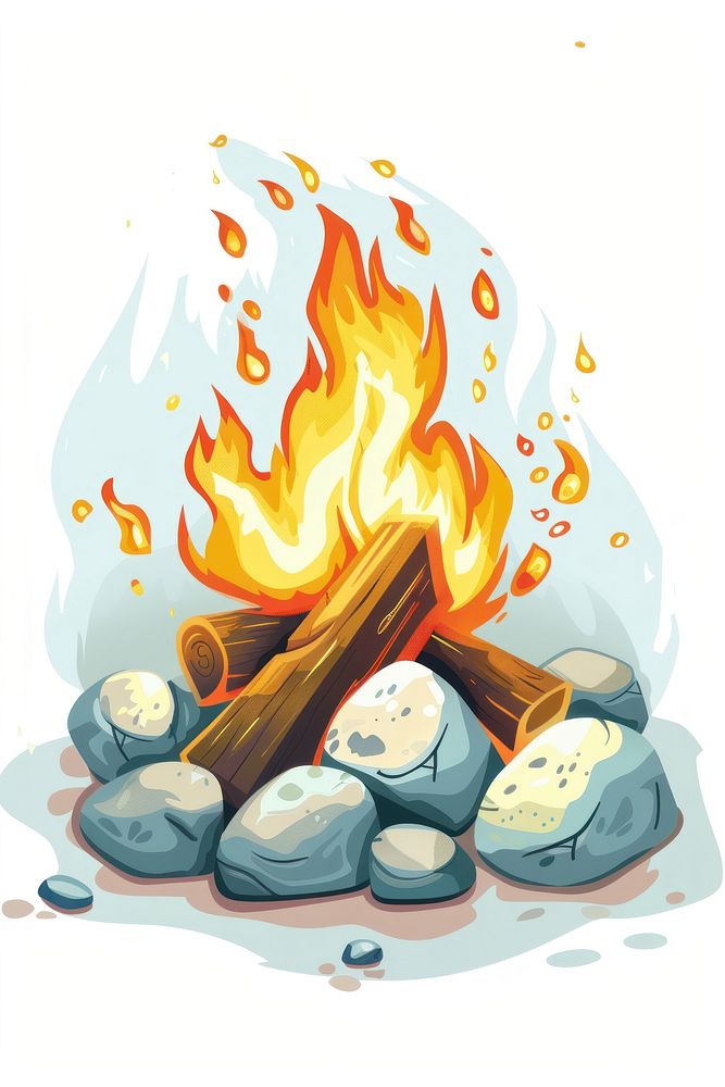Campfire fireplace bonfire cartoon.