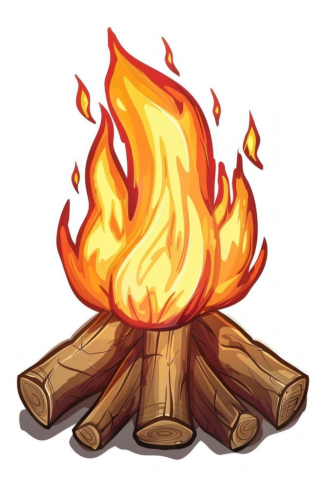 Fire on wood bonfire cartoon deforestation.