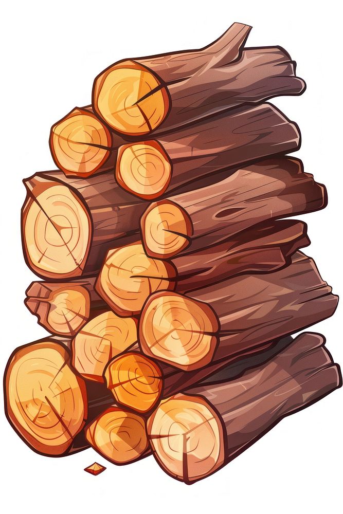 Firewood cartoon lumber white background.