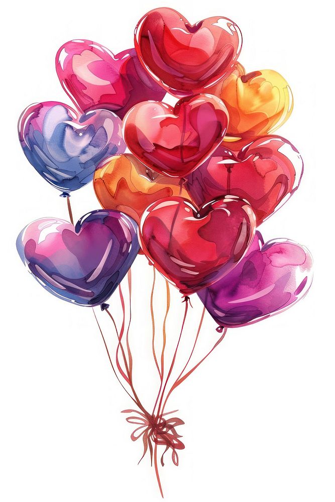 Heart shape balloons white background celebration anniversary.