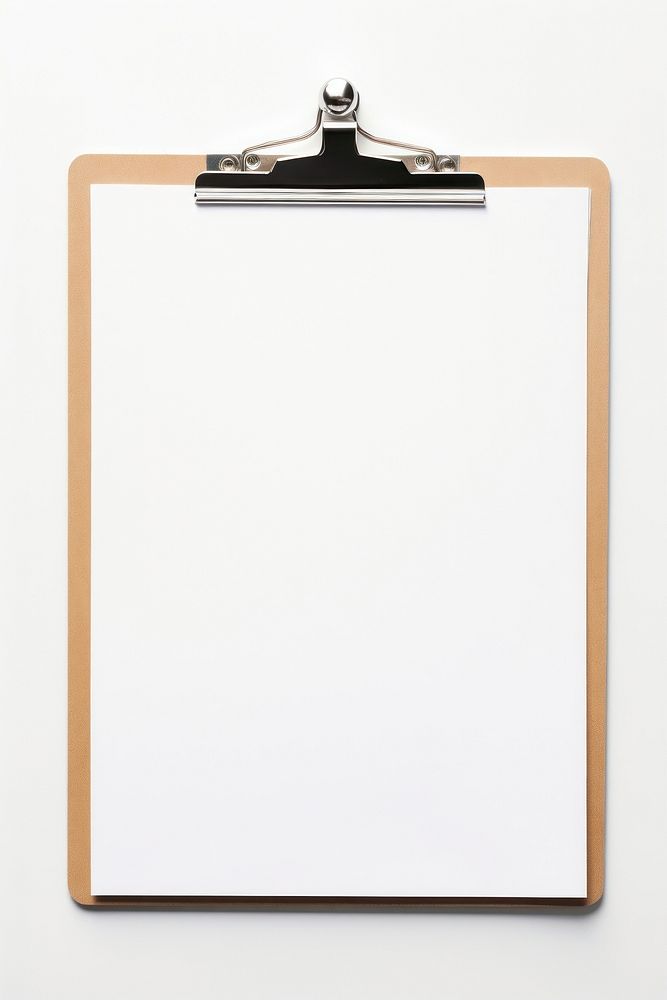 Blank paper with paper clip white background rectangle absence.