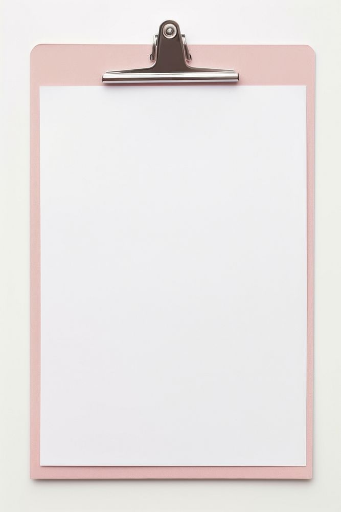 Blank paper with paper clip white background rectangle document.