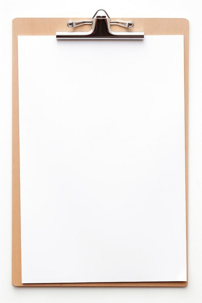 Blank paper with paper clip white background rectangle document.