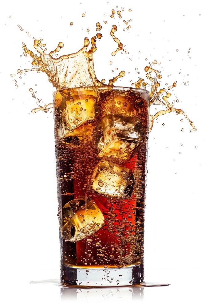 Soda drink cocktail glass white background.
