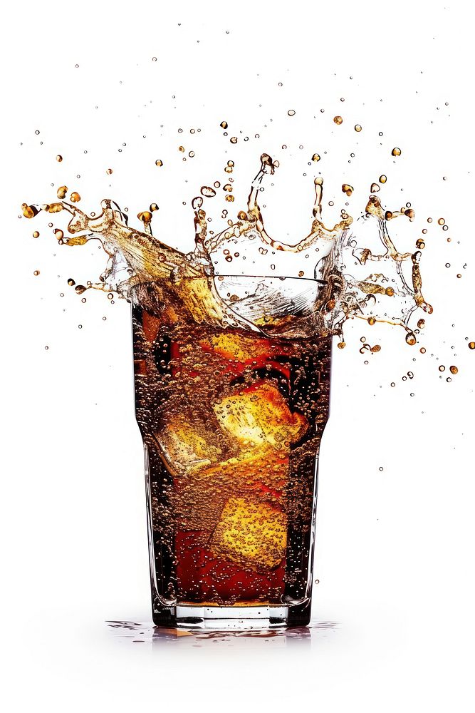 Soda drink glass white background refreshment.