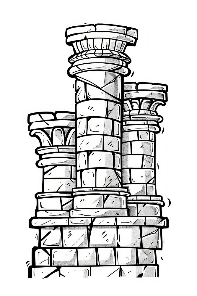 Pillars doodle architecture drawing sketch.