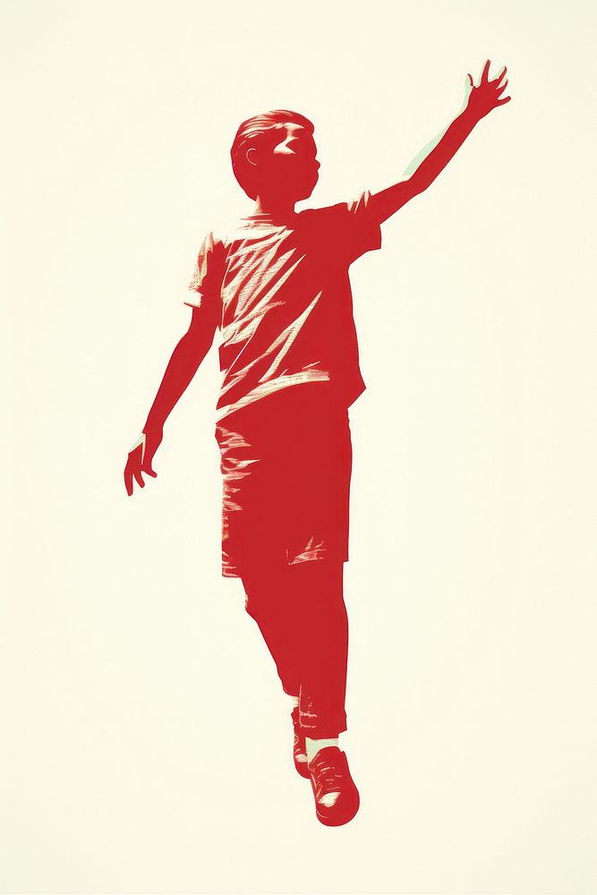 Boy silhouette red standing.