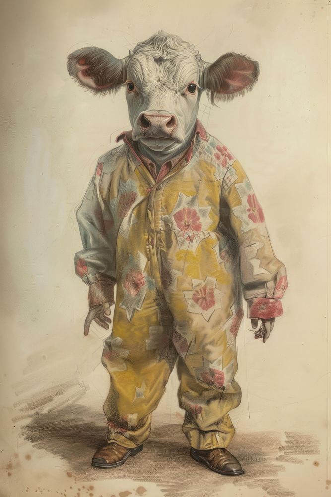 Cow character halloween suit photography livestock painting.