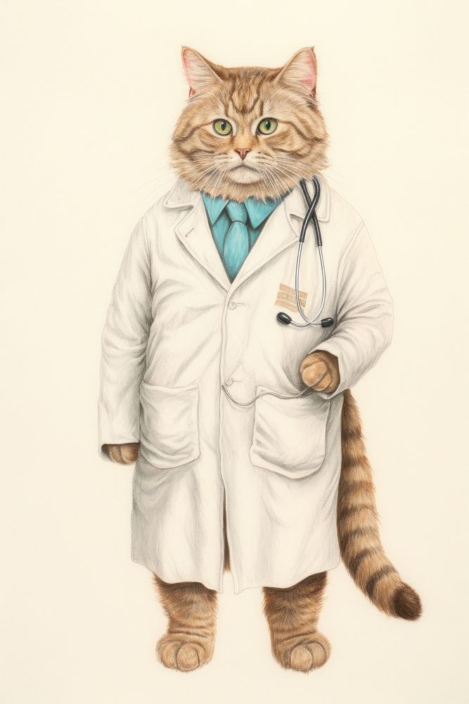 Cat character Doctor doctor veterinarian clothing.