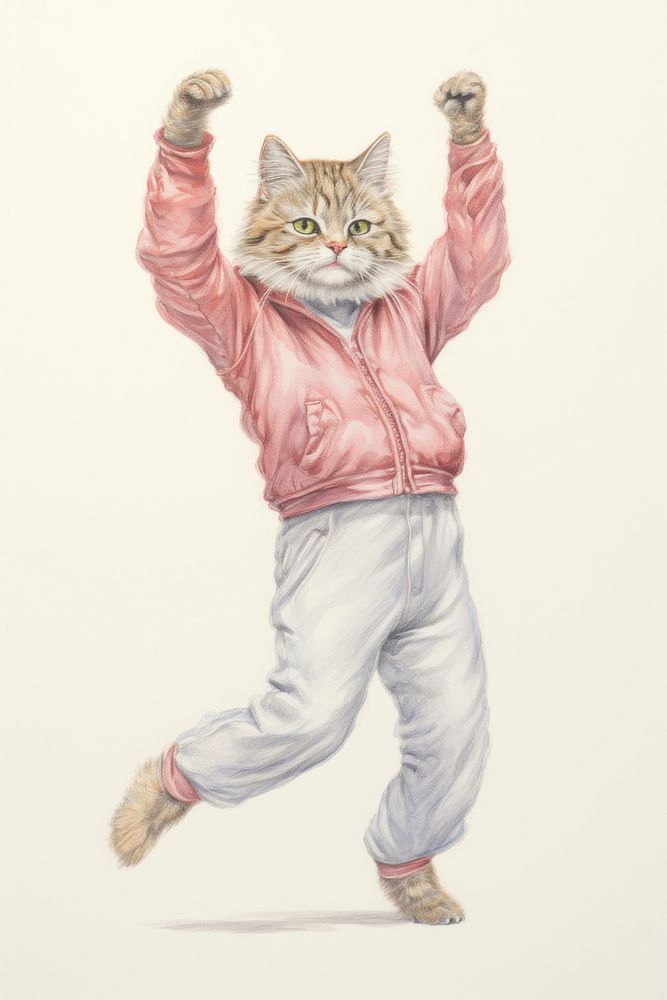 Cat character Music Dance drawing sketch illustrated.