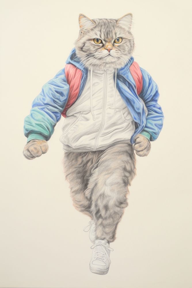 Cat character sportswear Running drawing sketch illustrated.
