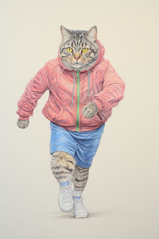 Cat character sportswear Running drawing sketch photography.