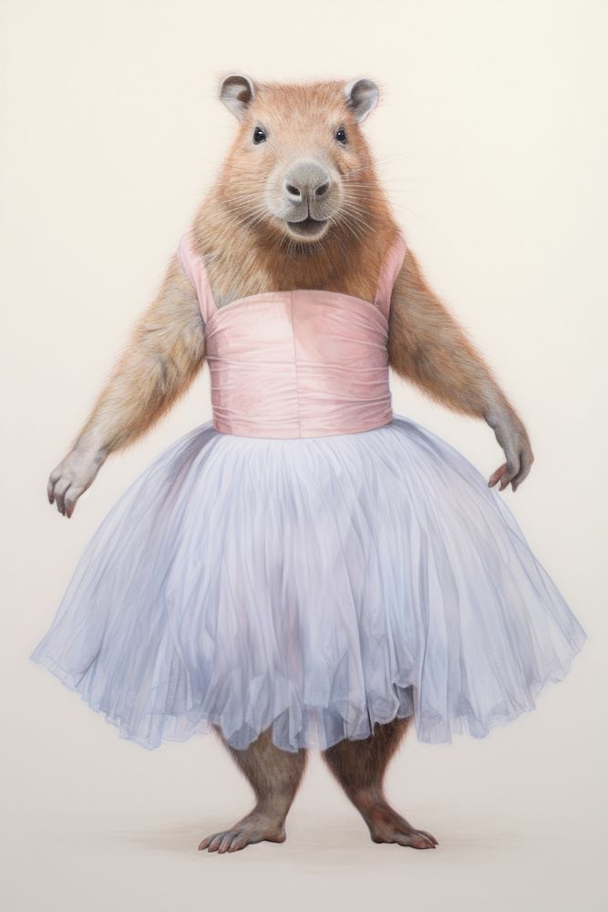 Capybara character Ballet clothing wildlife apparel.