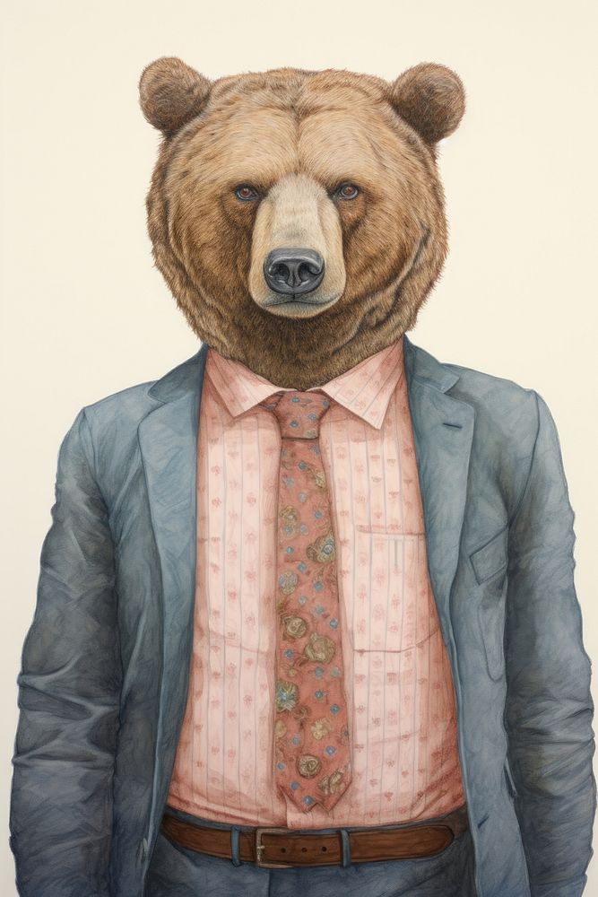 Bear character Business cloth accessories accessory wildlife.