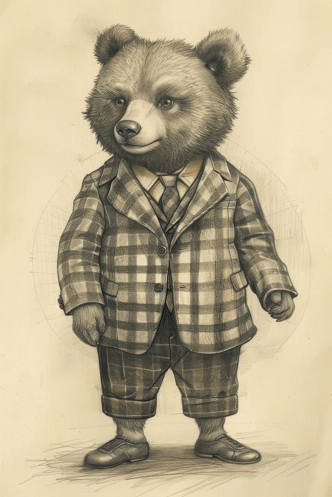 Bear character halloween suit drawing sketch photography.