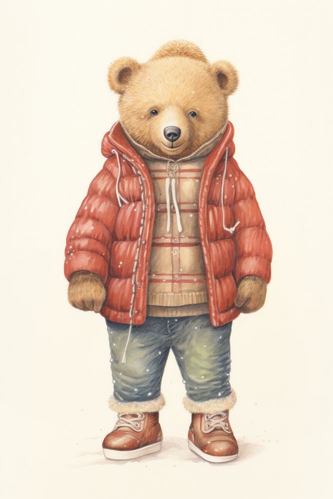 Bear character Winter clothes clothing wildlife apparel.