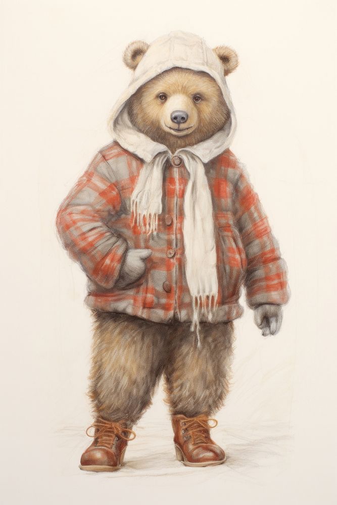 Bear character Winter clothes photography wildlife clothing.