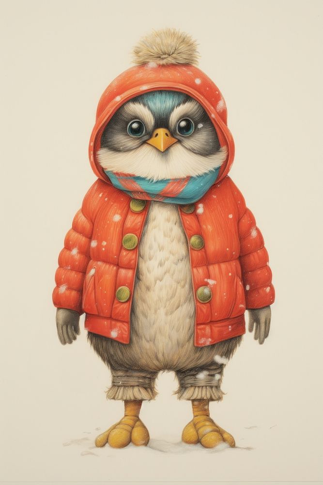 Bird character Winter clothes clothing apparel person.