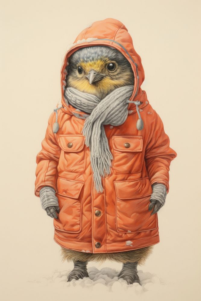 Bird character Winter clothes photography sweatshirt clothing.