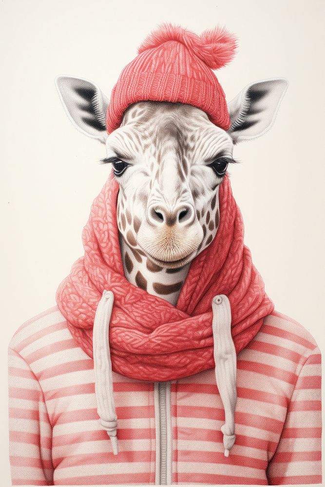 Giraffe character Winter clothes photography portrait clothing.