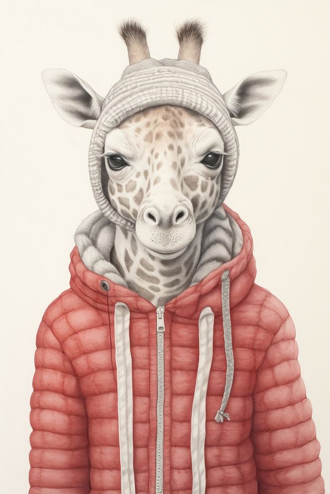 Giraffe character Winter clothes drawing sketch photography.
