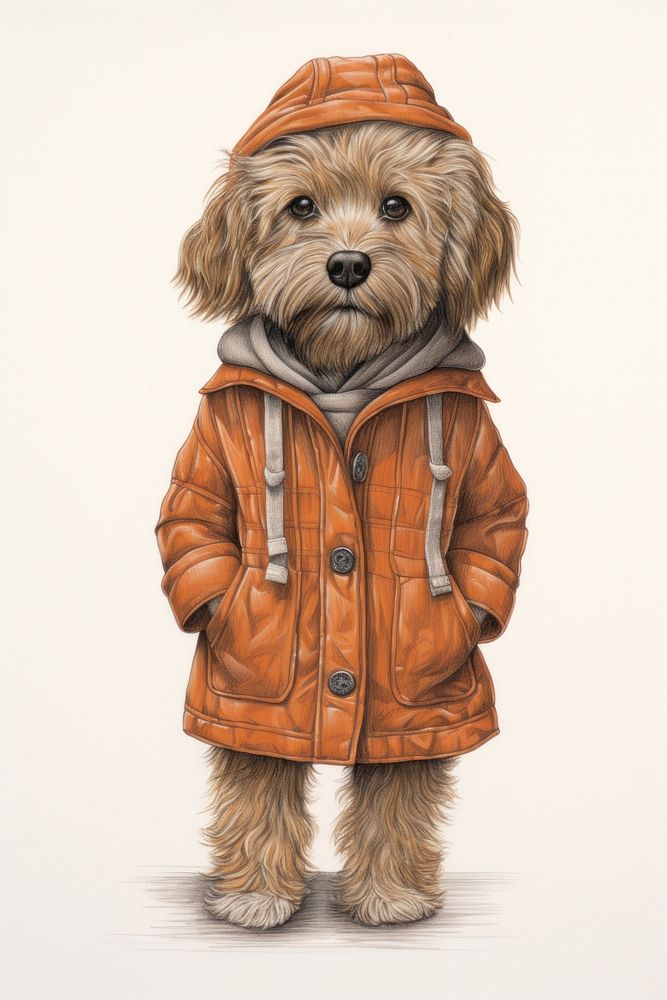 Dog character Winter clothes clothing overcoat apparel.