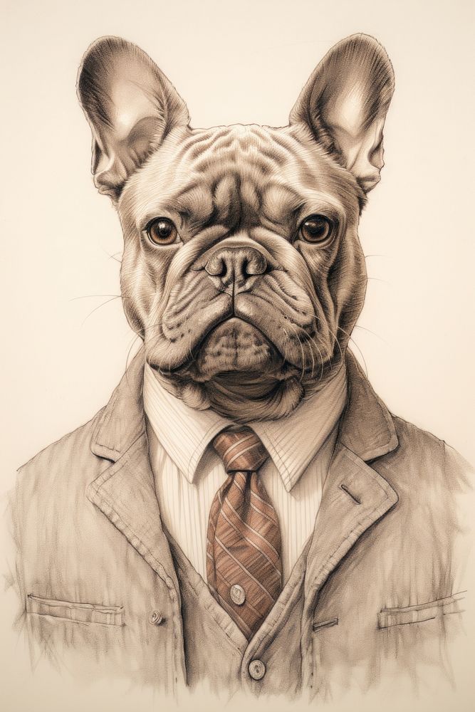 Dog character Business cloth drawing sketch illustrated.