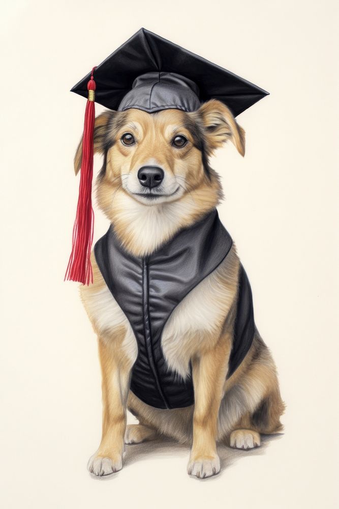 Dog character Graduation graduation photography portrait.