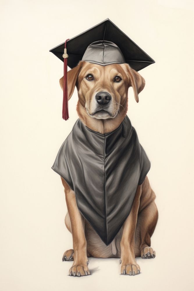 Dog character Graduation graduation photography portrait.