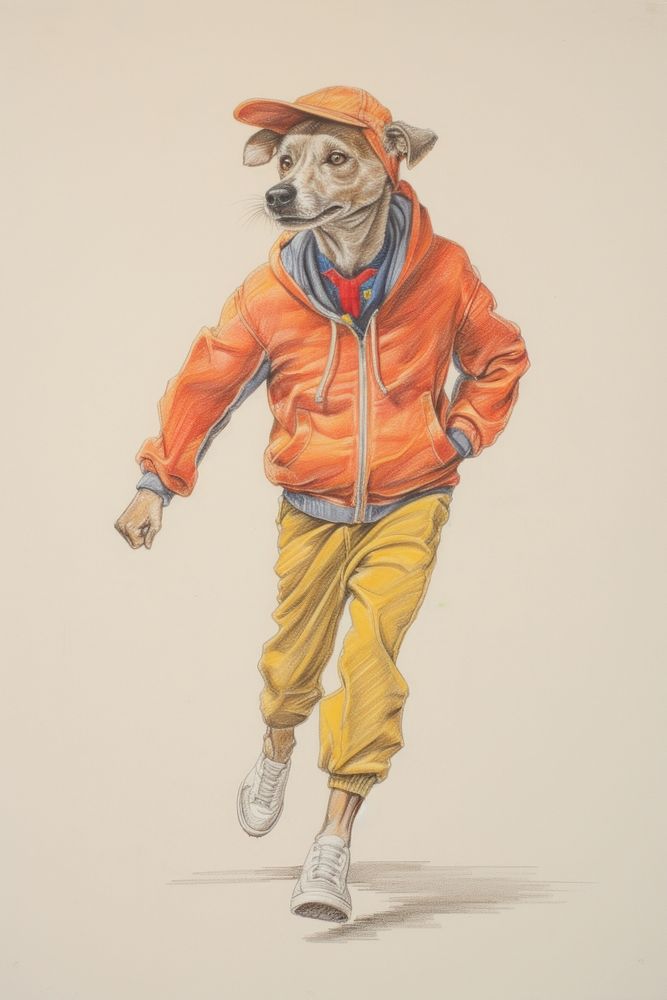 Dog character sportswear Running drawing sketch illustrated.