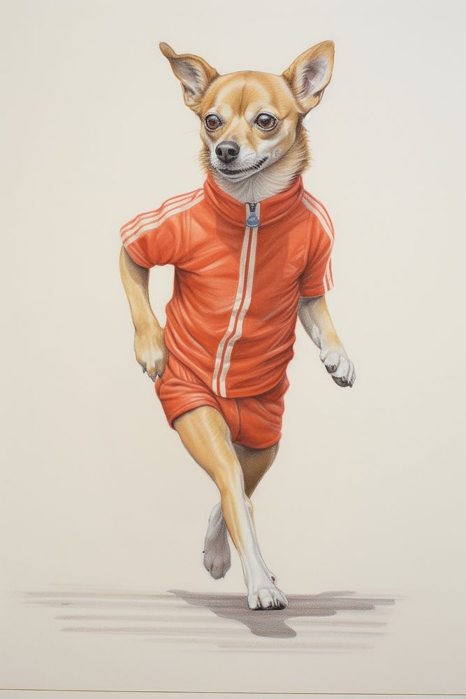 Dog character sportswear Running drawing sketch illustrated.