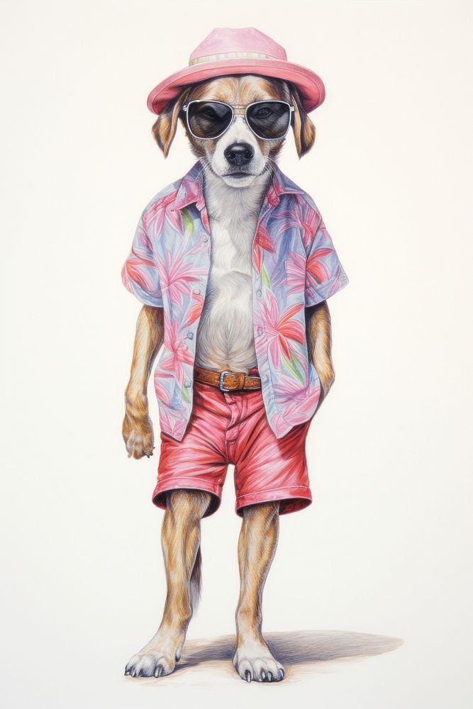 Dog character Summer Travel photography beachwear clothing.