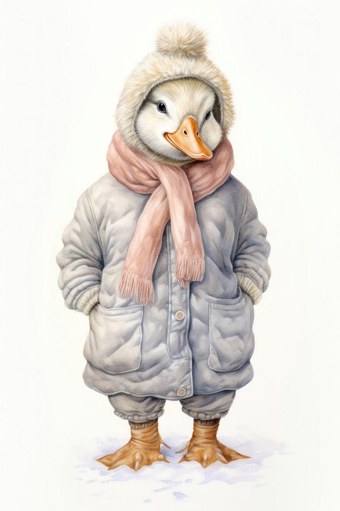 Duck character Winter clothes clothing outdoors apparel.
