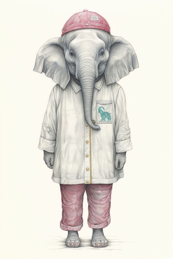 Elephant character Nurse clothing wildlife apparel.