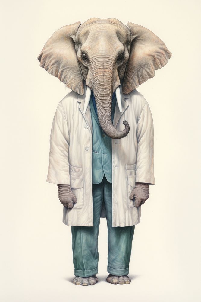 Elephant character Doctor elephant clothing wildlife.