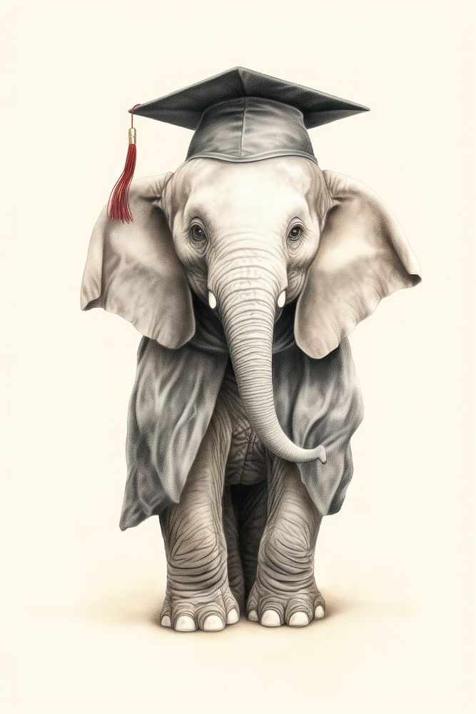 Elephant character Graduation elephant wildlife people.