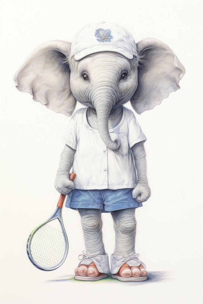 Elephant character Tennis drawing tennis sketch.