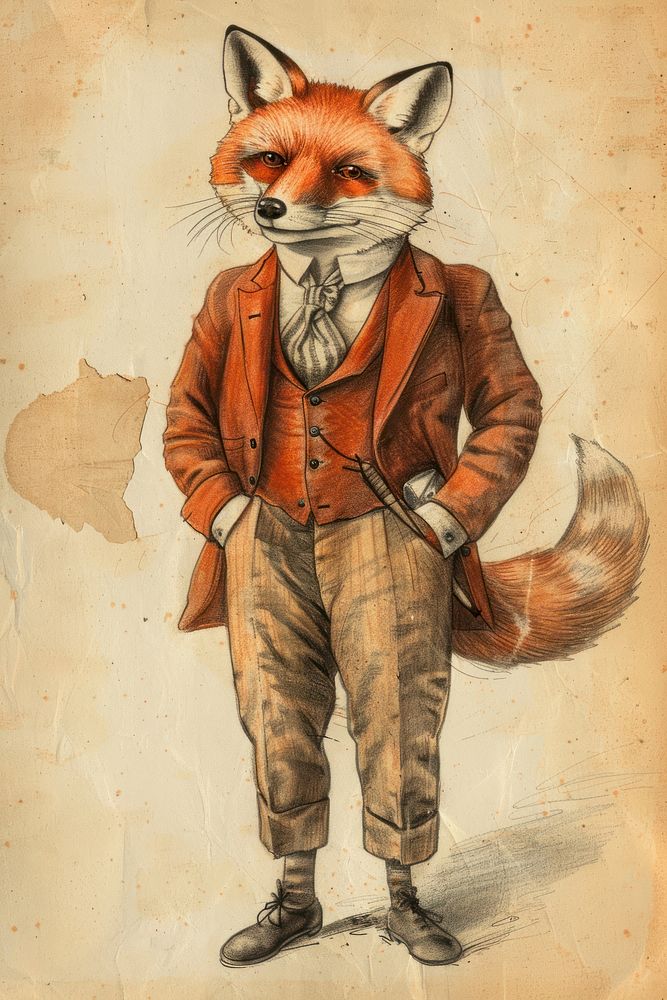 Fox character halloween suit drawing sketch photography.