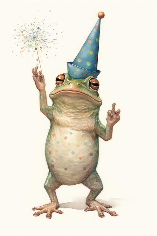 Frog character New Year anniversary amphibian clothing kangaroo.