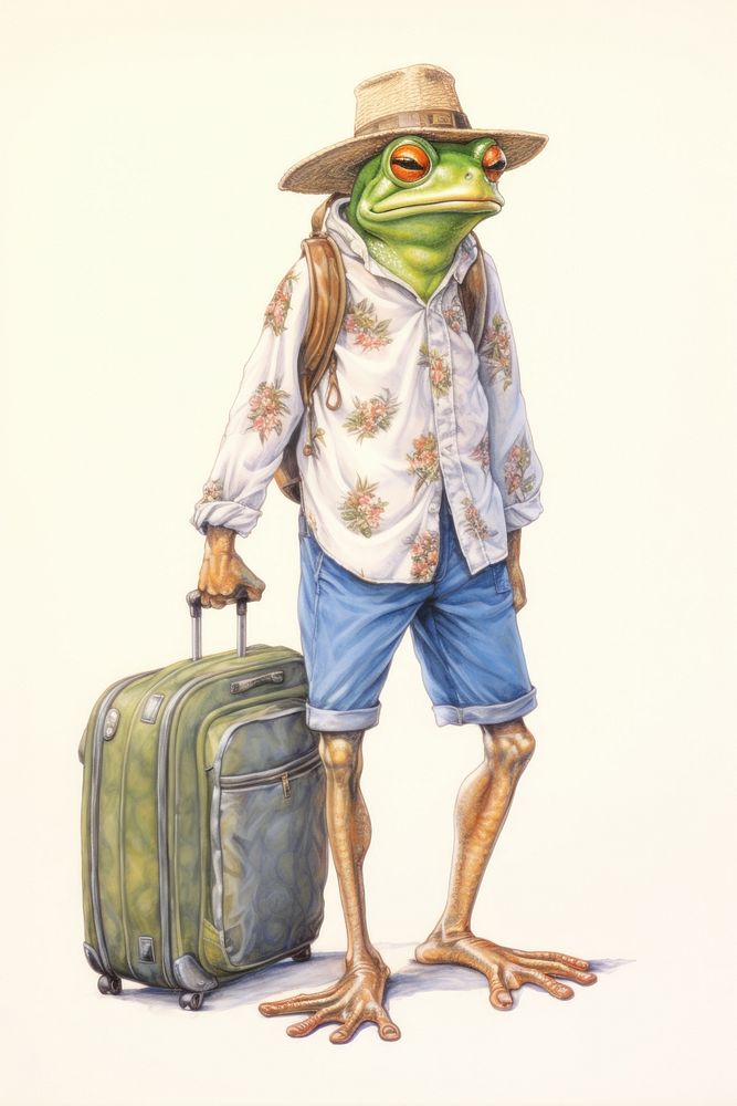 Frog character Summer Travel suitcase clothing baggage.