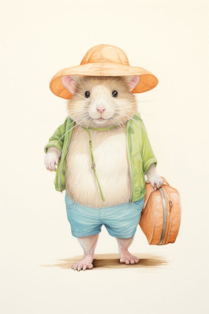 Hamster character Summer Travel clothing apparel person.