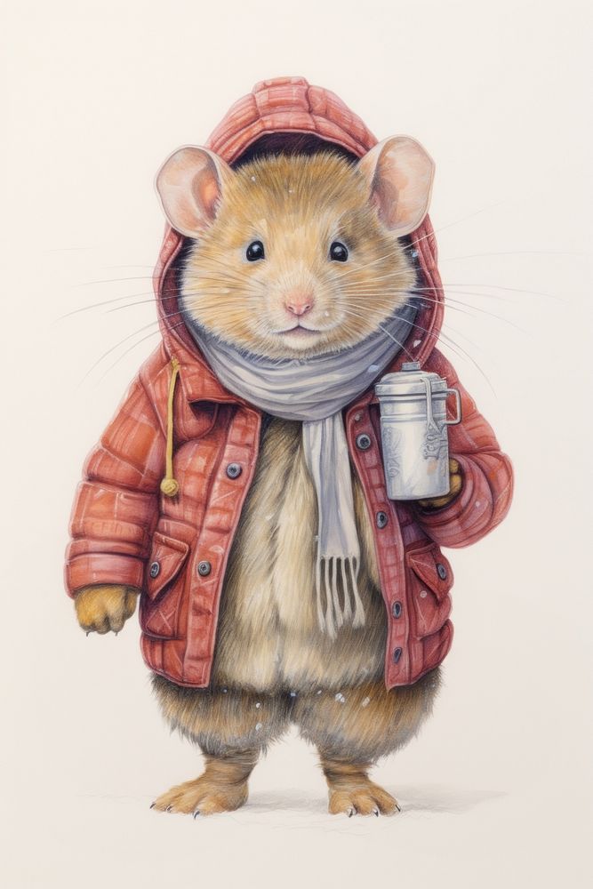 Hamster character Winter clothes clothing apparel animal.