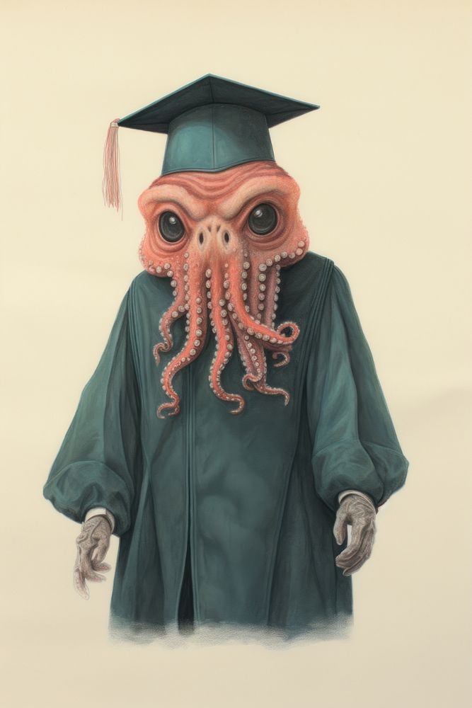 Octopu character Graduation clothing apparel people.
