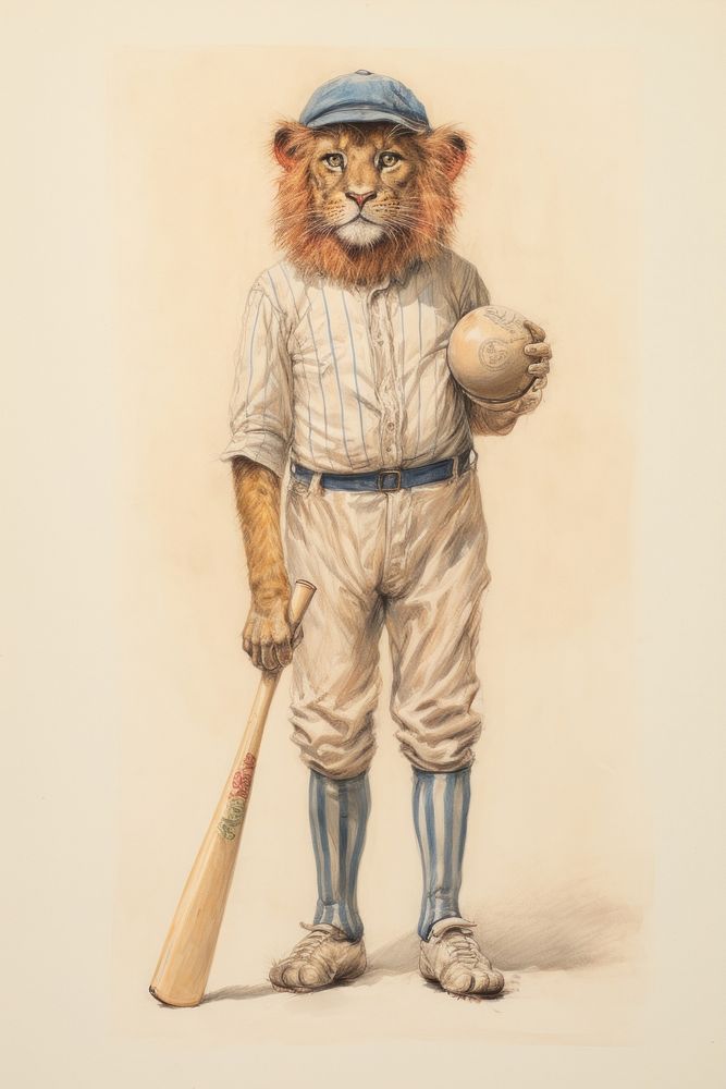 Lions character Cricket ballplayer baseball softball.