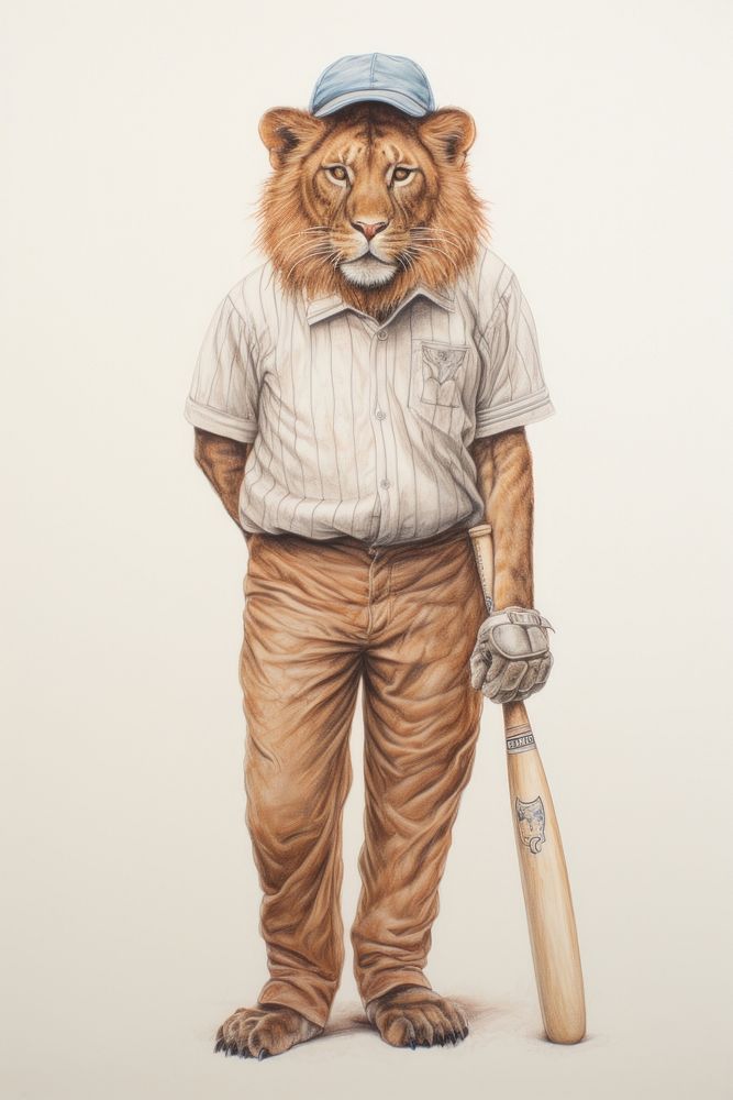 Lions character Cricket cricket drawing sketch.